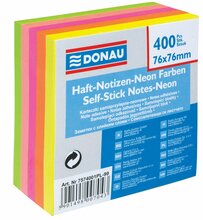Kleepuvad märkmepaberid Donau Neon 11D7574, 76 x 76 mm, 400 tk