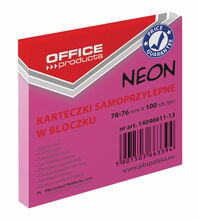 Märkmepaber Office Products, 76 x 76 mm, neoonroosa, 100 tk