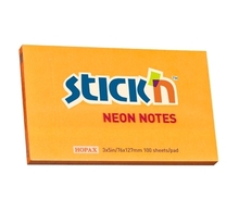 Kleepuvad märkmepaberid Stick´N 21168, 76 x 127 mm, neoonoranž, 100 lehte