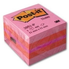 Märkmekuup Post-it, 51 x 51 mm, roosa, 400 lehte