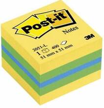Kleepmärkmete kuubik Post-it MINI LEMON, 51 x 51 mm, 400 lehte, erinevad värvid