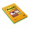 Märkmepaberid Post-it Super Sticky Ultra 101x152mm, erinevad värvid, 3 tk/pak.
