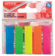 Liimitavad indeksid Office Products, 12 x 45 mm, neon, 5 x 25 lehte