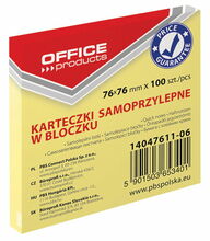 Kleepmärkmepaber Office Products, 76 x 76 mm, kollane, 100 tk