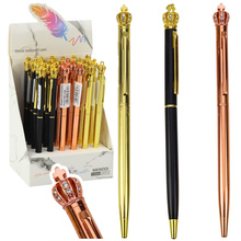 Pastapliiats Lean Toys Metal Ballpoint Pen Automatic Crown Blue Ink 1.0 mm