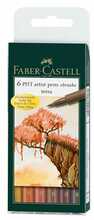 Joonistamismarkerid Faber-Castell PITT, 6 tk, pruunid toonid