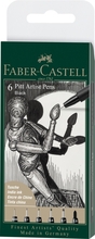 Joonistamispliiatsid Faber-Castell Pitt Artist Pen 199, 6 tk, must