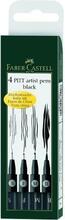 Joonistamismarkerid Faber-Castell PITT, 4 tk, must
