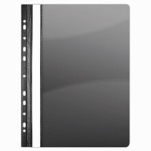 Perforatsiooniga kaaneklamber, A5, PVC, must