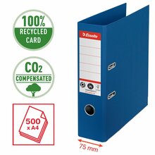 Registraator Esselte No1 CO2 Neutral, A4, kartong, 75 mm, sinine