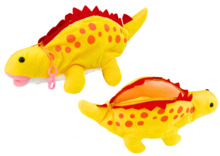 Kollane plüüšist dinosauruse pinal võtmehoidjaga, Lean Toys