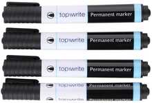 Püsivmarker Topwrite, must, 4 tk