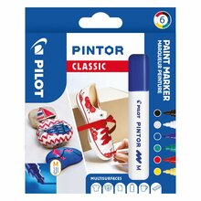 Püsimarker Pilot Pintor Classic, 1.4 mm, ümmargune ots, 6 värvi komplekt