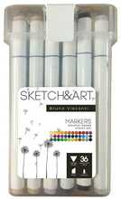 Dvipoolsed permanent markerid joonistamiseks Sketch&Art, 36 värvi