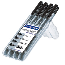 Püsivate markerite komplekt STAEDTLER LUMOCOLOR 31-9WP4GS, must, 4 tk