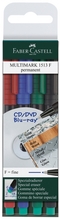 Püsimarker FABER CASTELL MULTIMARK F, 4 värvi komplekt