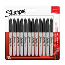 Püsiv marker Sharpie Fine 1996111, must, 12 tk