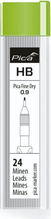 Grafiidisüdamikud Pica Fine Dry, HB, 0,9 mm, 24 tk