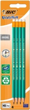 Grafiitpliiatsid kustutuskummiga Bic Evolution Original HB, 4 tk komplekt, 049012