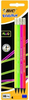 Grafiitpliiatsid kustutuskummiga BIC Evolution Fluo, HB, 4 tk, erinevad värvid