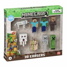 3D kustukummid MINECRAFT, 8 tk, Deluxe Box, PMI KIDS WORLD