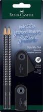 Pliiats Faber-Castell Sparkle, must, komplekt (2 pliiatsit, kustukumm, teritaja)