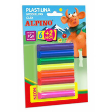Plastiliin Alpino, 8 värvi (6+2 neoon)