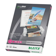 Lamineerimiskile Leitz A4, 216 x 303 mm, 125 mik., UDT, läikiv, 100 tk
