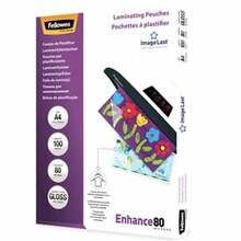 Lamineerimiskile Fellowes A4, läbipaistev, 80 mikronit, 100 tk