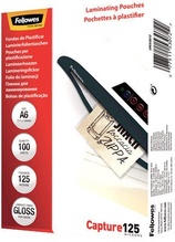 Lamineerimiskiled Fellowes A6, 125 mikronit, läikiv, 100 tk