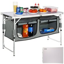 Kokkupandav matkaköögi laud Vevor, 70 x 120 x 47 cm, hoiukastiga, 3 reguleeritavat kõrgust