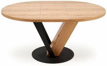 Söögilaud Halmar Fanis, 120-160 x 120 x 78 cm, naturaalne tamm/must