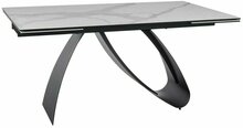Söögilaud Signal Meble Diuna Statuario Venato, 160-240 x 90 x 76 cm, valge/must
