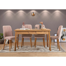 Söögitoakomplekt Kalune Design Costa 0900 - 1 A, 120 x 77 x 75 cm, roosa/mänd, 5 tk