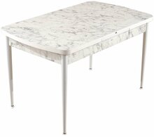 Söögilaud Kalune Design Carrara, 132 x 76.5 x 79 cm, valge/hall, laiendatav