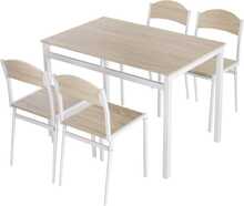 Söögitoakomplekt Homcom, 100 x 63 x 76,5 cm, 4-le, puidu tekstuur, hall + valge