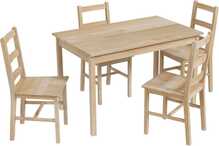 Söögitoakomplekt Homcom, 5-osaline, söögilaud ja 4 tooli, täispuit, naturaalne