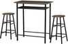 Baarilaua komplekt Homcom, 80 x 50 x 90 cm, must, 3-osaline, 2 baaritooliga