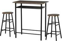 Baarilaua komplekt Homcom, 80 x 50 x 90 cm, must, 3-osaline, 2 baaritooliga