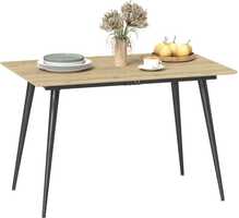 Pikendatav söögilaud HOMCOM, 120/160 x 75 cm, naturaalne värv, 6-8 inimesele, modernne, terasjalgadega