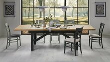 Söögilaud Halmar Fiesta, 200-280 x 100 x 77 cm, naturaalne tamm/must