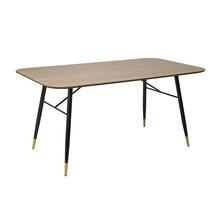 Söögilaud Home4you Flora, 160 x 90 x 77 cm, kuldne/must/puit