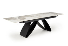 Söögilaud Halmar Hilario, laiendatav, 180-260 x 90 x 75 cm, valge marmor/must