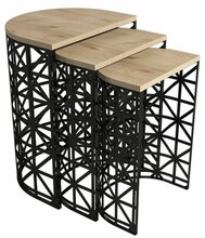 Diivanilauakomplekt Kalune Design Stil Metal Ferforje, 3-osaline, tamm/must