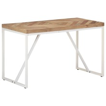 Söögilaud, 120 x 60 x 76 cm, akaatsia- ja mangopuit, valge/pruun