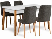 Söögitoakomplekt Kalune Design Costa 1053 - 1 AB, 120 x 77 x 75 cm, 5 tk, valge/mänd/antratsiit