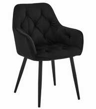 Söögitool Leobert Jork, 56 x 62 x 83,5 cm, must samet, mustad jalad