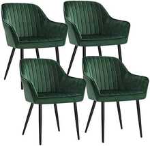 Pehmete toolide komplekt Songmics, 4 tk, 62,5 x 60 x 85 cm, roheliste käetugedega