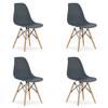 Toolide komplekt Hurtmeblowy Osaka, 4 tk, 54 x 46 x 81 cm, grafiit/naturaalsed jalad