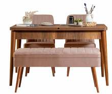 Söögitoa komplekt Kalune Design Vina 0900 - 3, 129 x 75 x 80 cm, pähkel/pruunikasbeež